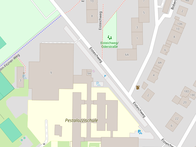 Schwimmhalle Anderten — Detail (Eingang / Parken)