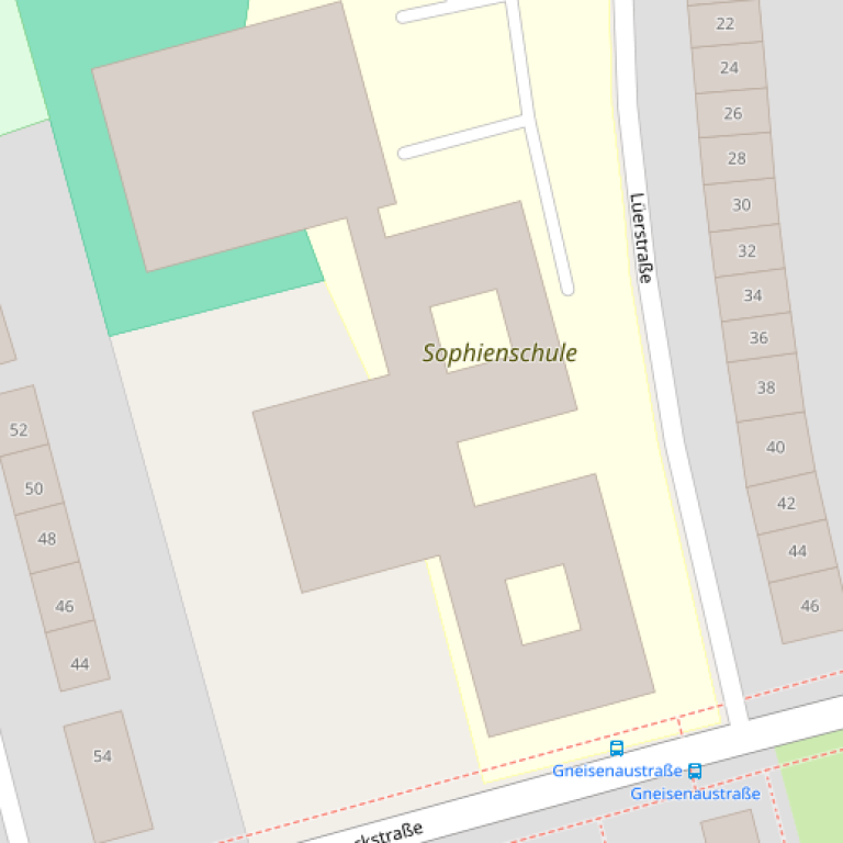 Sophienschule — Detail (Eingang / Parken)