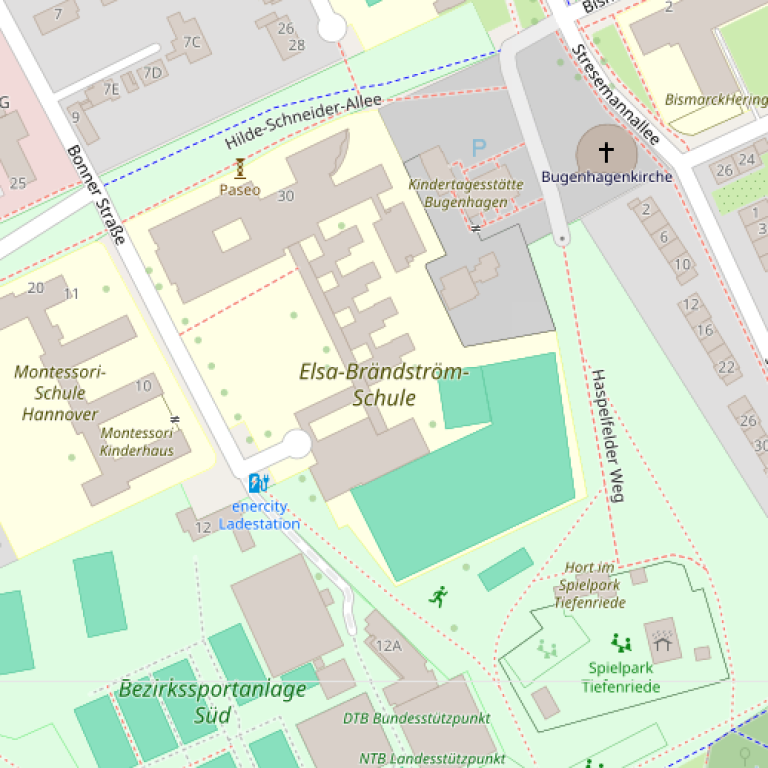 Elsa-Brandström-Schule — Detail (Eingang / Parken)